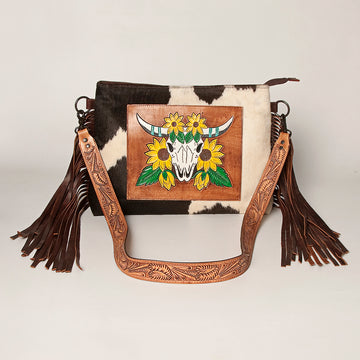 American Darling Crossbody Hand Tooled Hair-On Genuine Leather Women Bag Western Handbag Purse